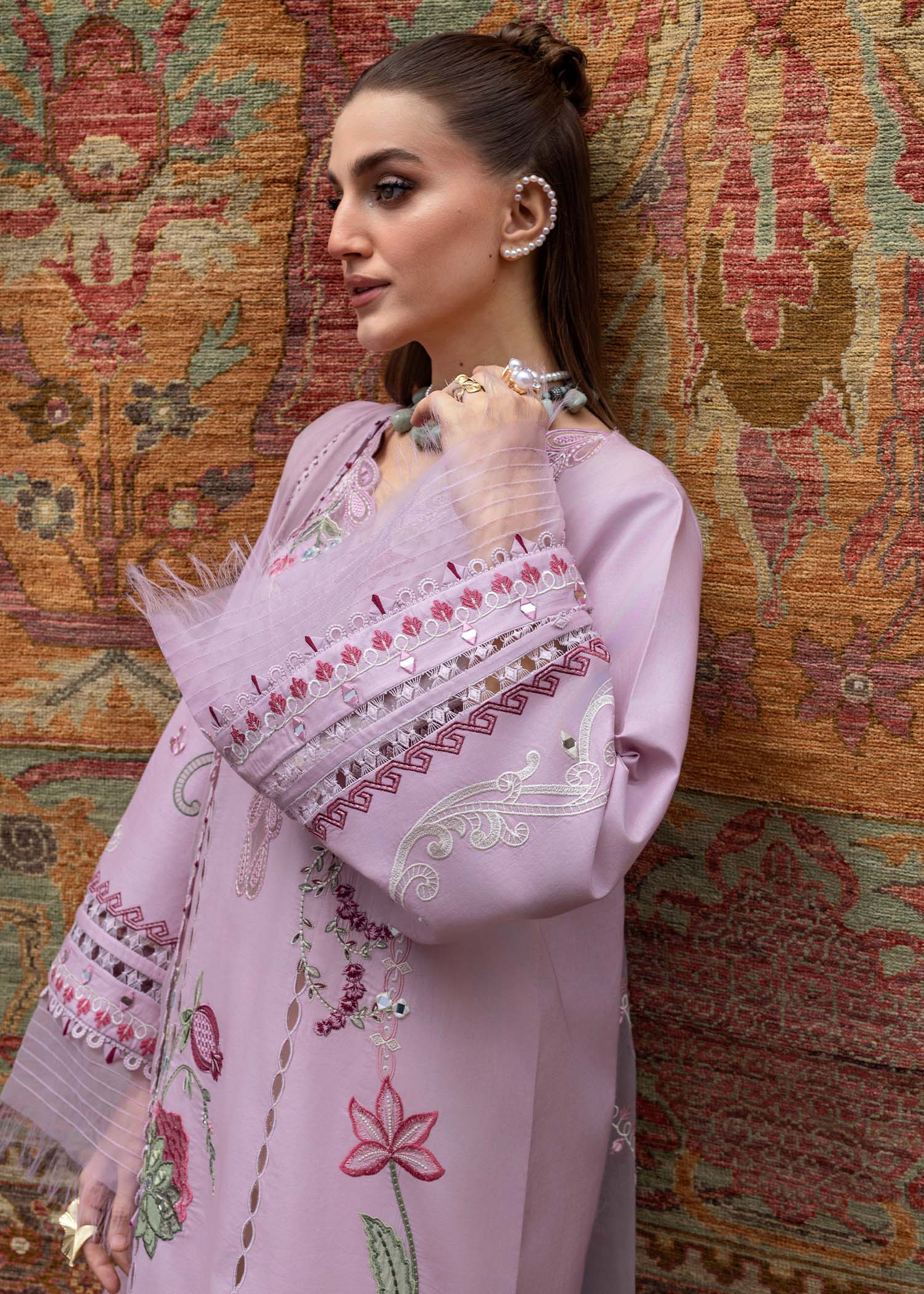 MIRROR GARDEN - D3B | Crimson | Tasawar Luxe Lawn 2025