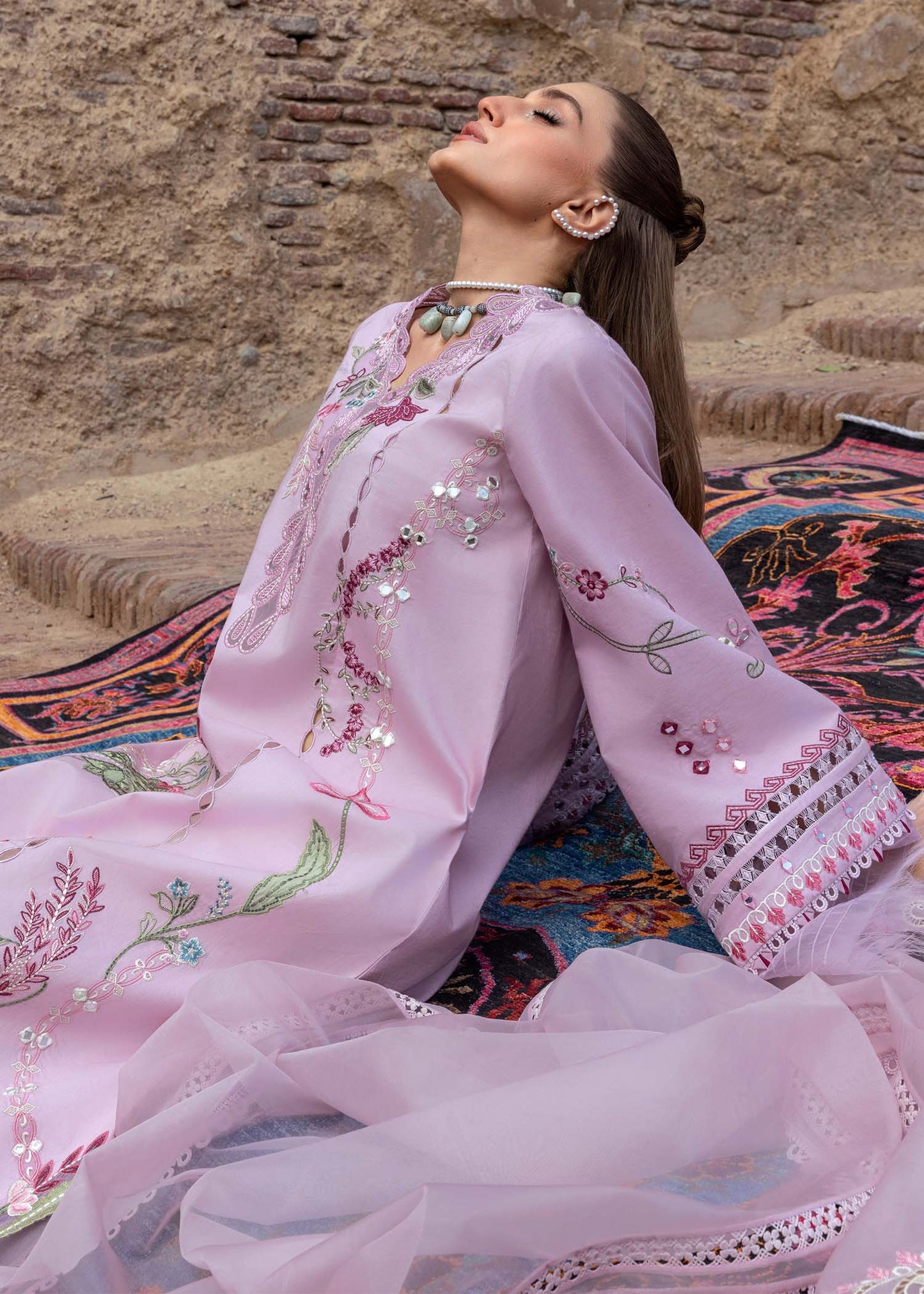 MIRROR GARDEN - D3B | Crimson | Tasawar Luxe Lawn 2025