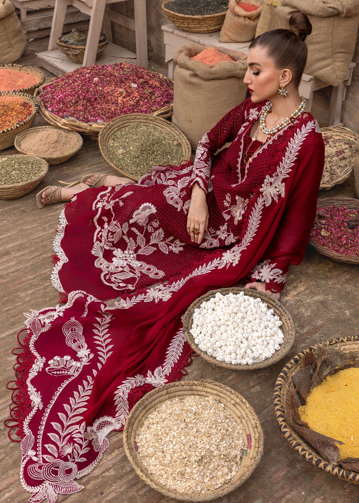 ONE TRUE LOVE - D6A | Crimson | Tasawar Luxe Lawn 2025
