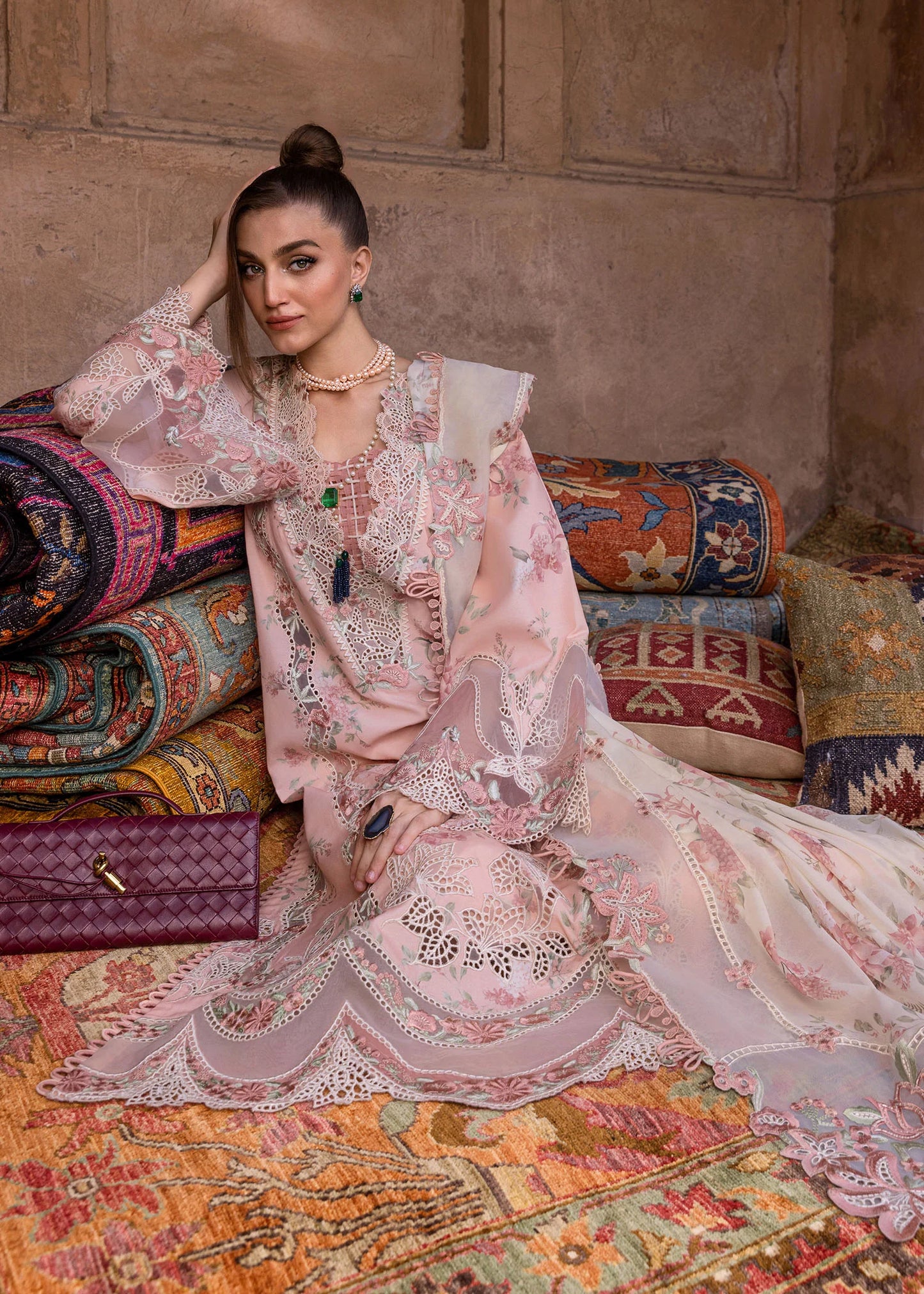 LAVENDER FALL - D5A | Crimson | Tasawar Luxe Lawn 2025
