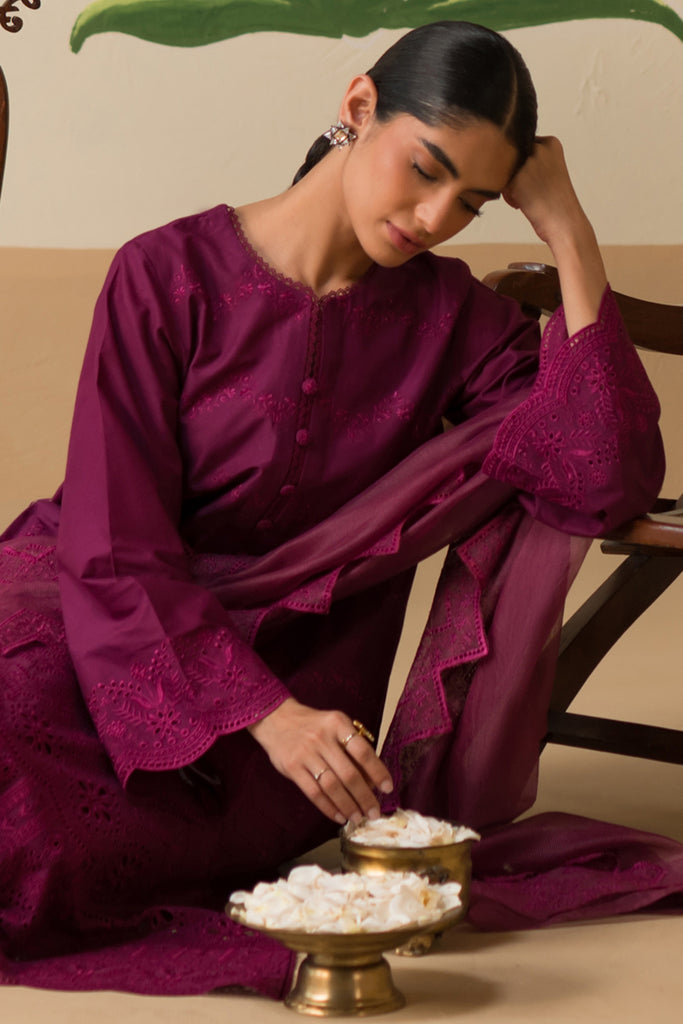 PLUM PARFAIT | Cross stitch | Chikankari Unstitched Collection 2024