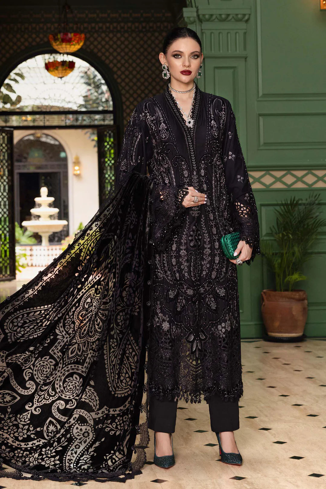WL-1307- Black | Maria B Winter Luxe Collection 2025