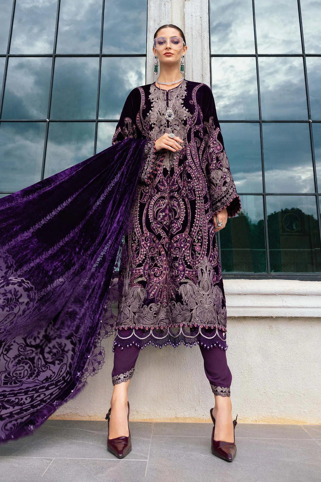 WL-1311-Dark Purple | Maria B Winter Luxe Collection 2025
