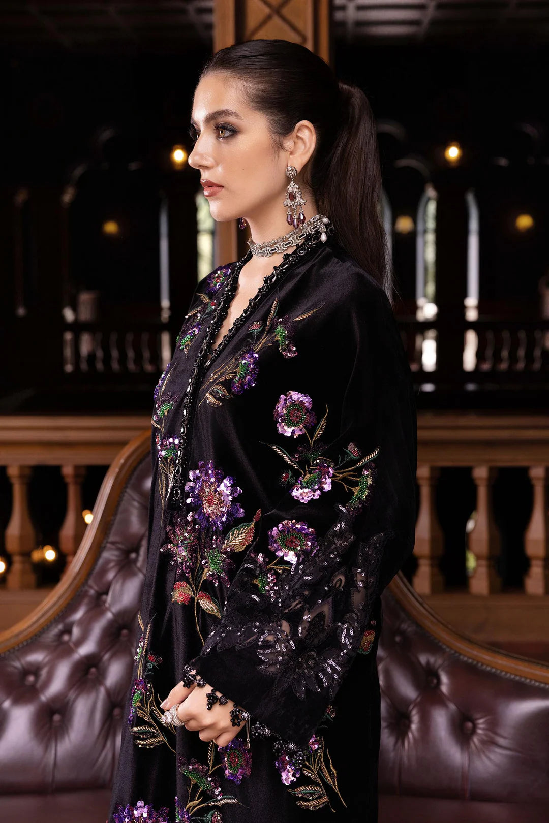 WL-1306- Black and Purple | Maria B Winter Luxe Collection 2025