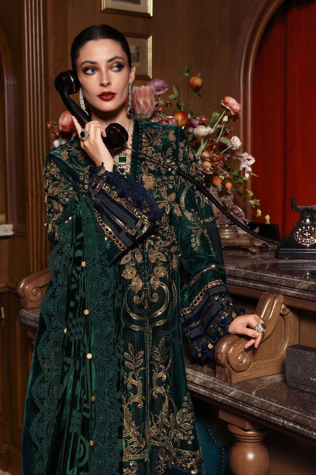 WL-1302- Emerald Green | Maria B Winter Luxe Collection 2025
