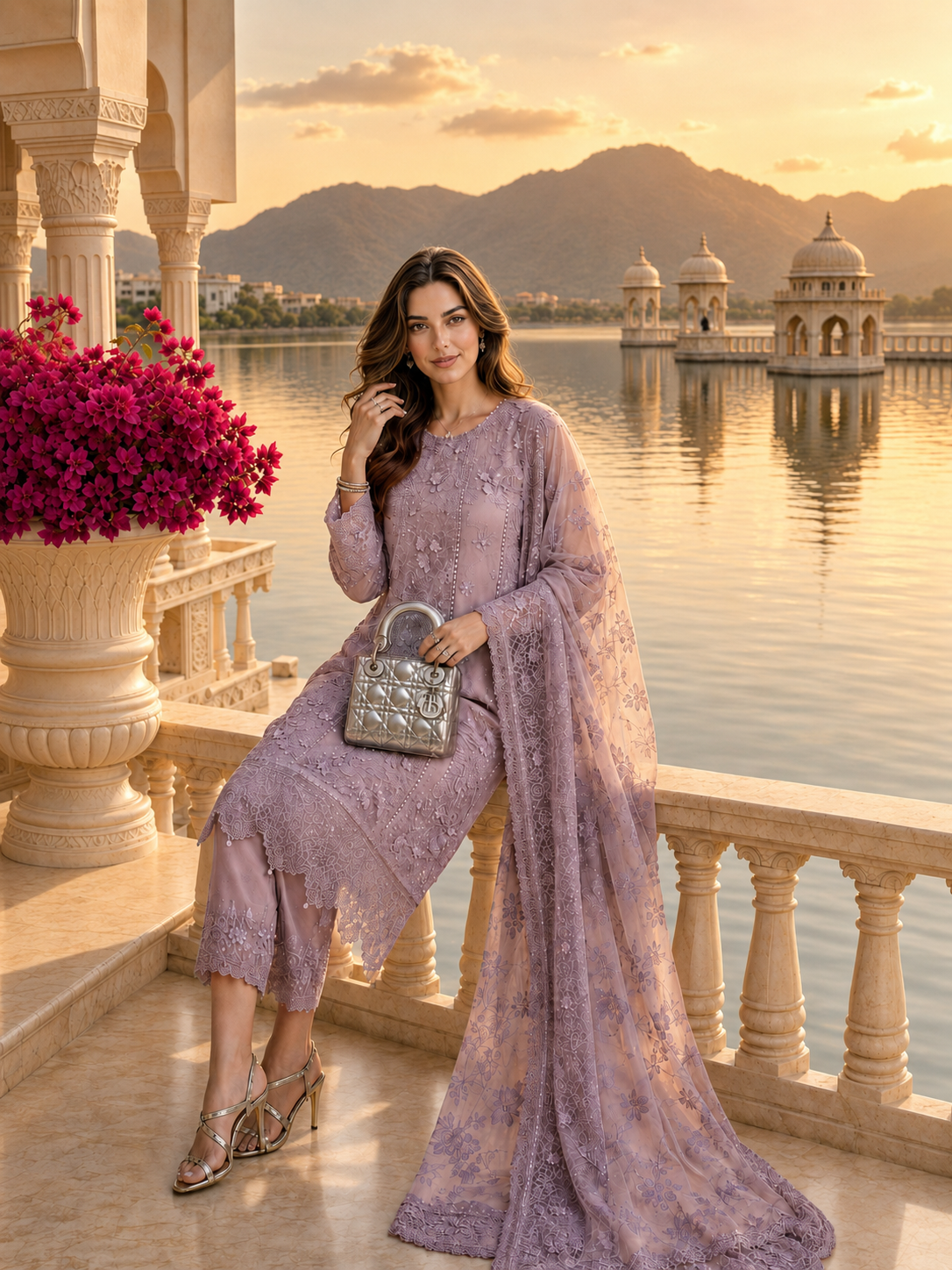 D6 - Vintage Mauve |  Saadia Asad | Nooriyah Luxury Embroidered Chiffon Collection 2026