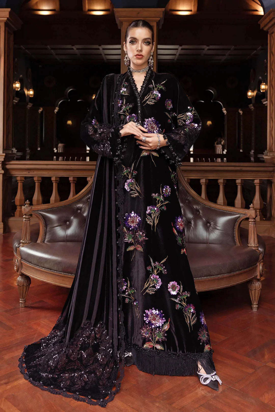 WL-1306- Black and Purple | Maria B Winter Luxe Collection 2025