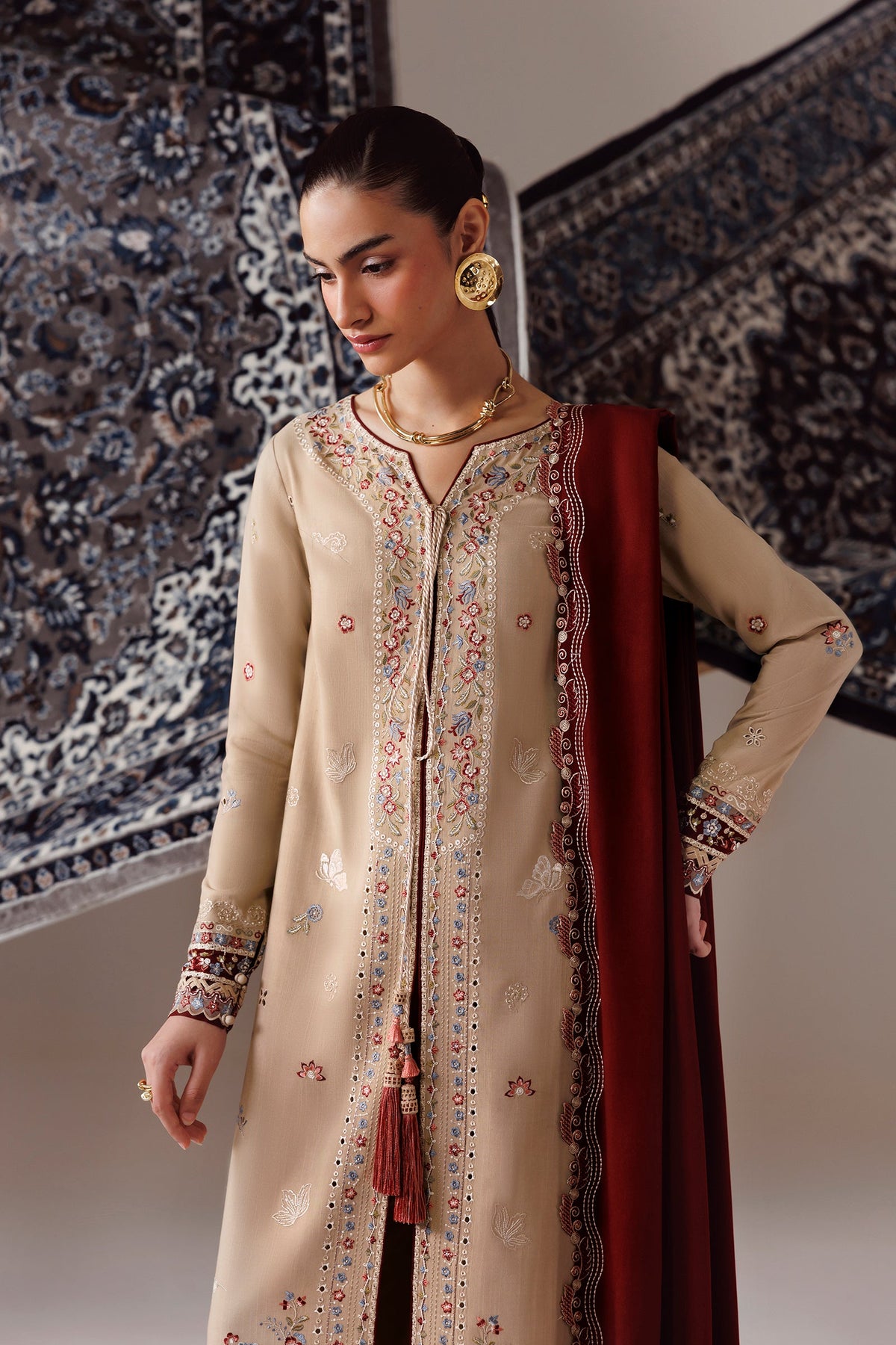 QLW-16 HAMNA | Qalamkar | Qline Linen Collection 2026