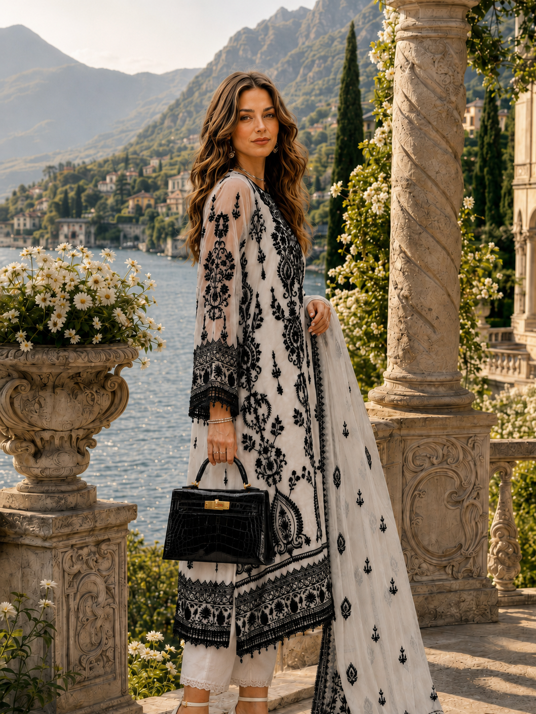 D4 - Monochrome Muse |  Saadia Asad | Nooriyah Luxury Embroidered Chiffon Collection 2026