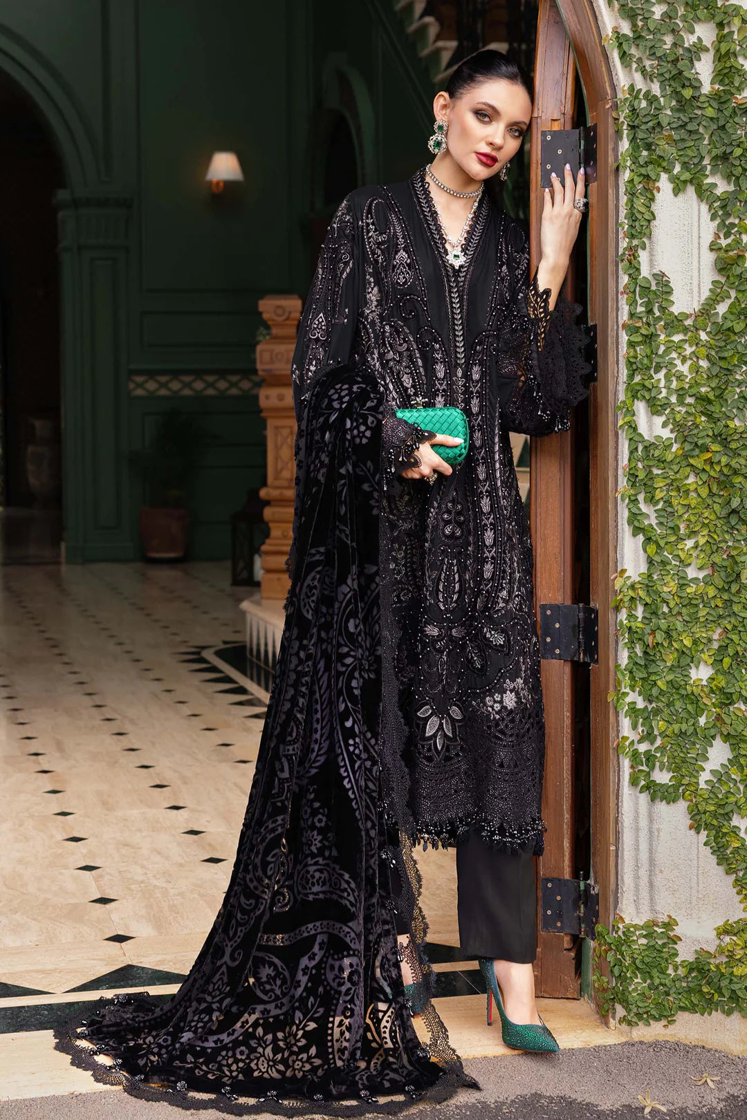 WL-1307- Black | Maria B Winter Luxe Collection 2025