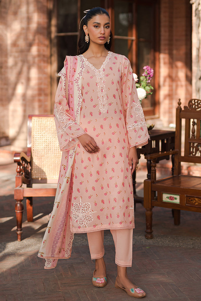 PEACH GLAM | Cross Stitch | Unstitched Eid Lawn 2024