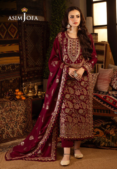 AJKT-08 | Asim Jofa | Kashmiri Taanka Embroidered Shawl Collection 2023