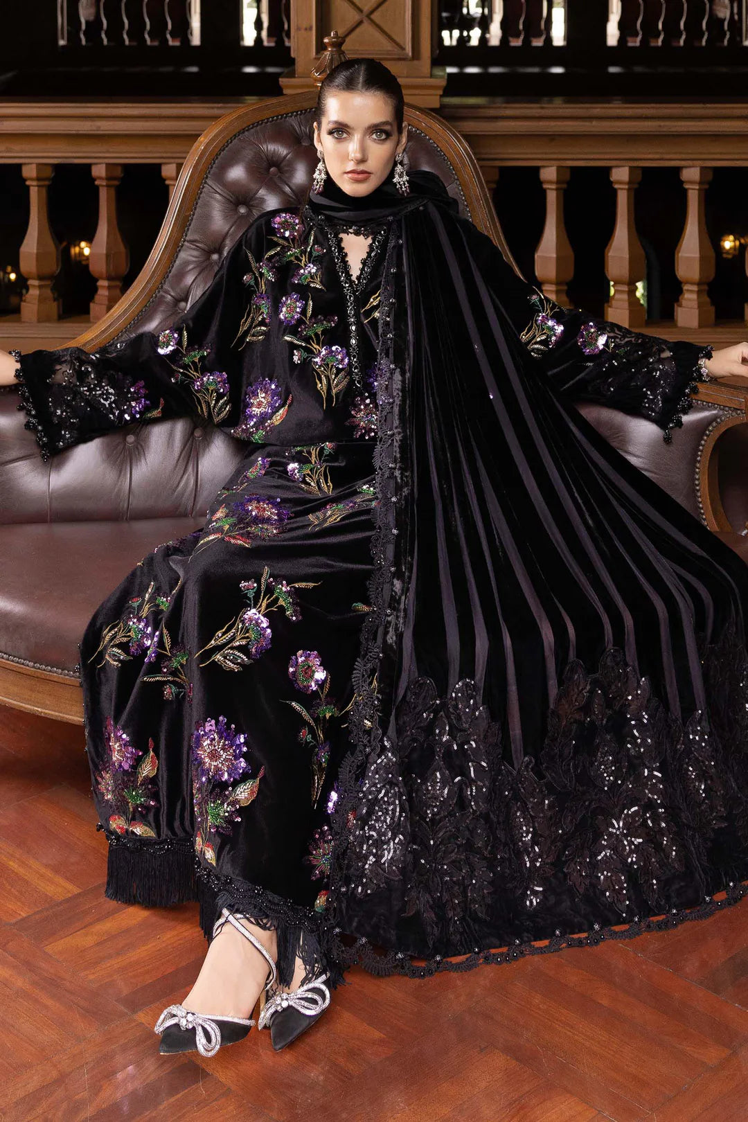 WL-1306- Black and Purple | Maria B Winter Luxe Collection 2025