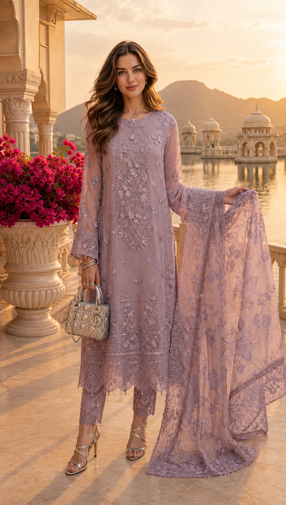 D6 - Vintage Mauve |  Saadia Asad | Nooriyah Luxury Embroidered Chiffon Collection 2026