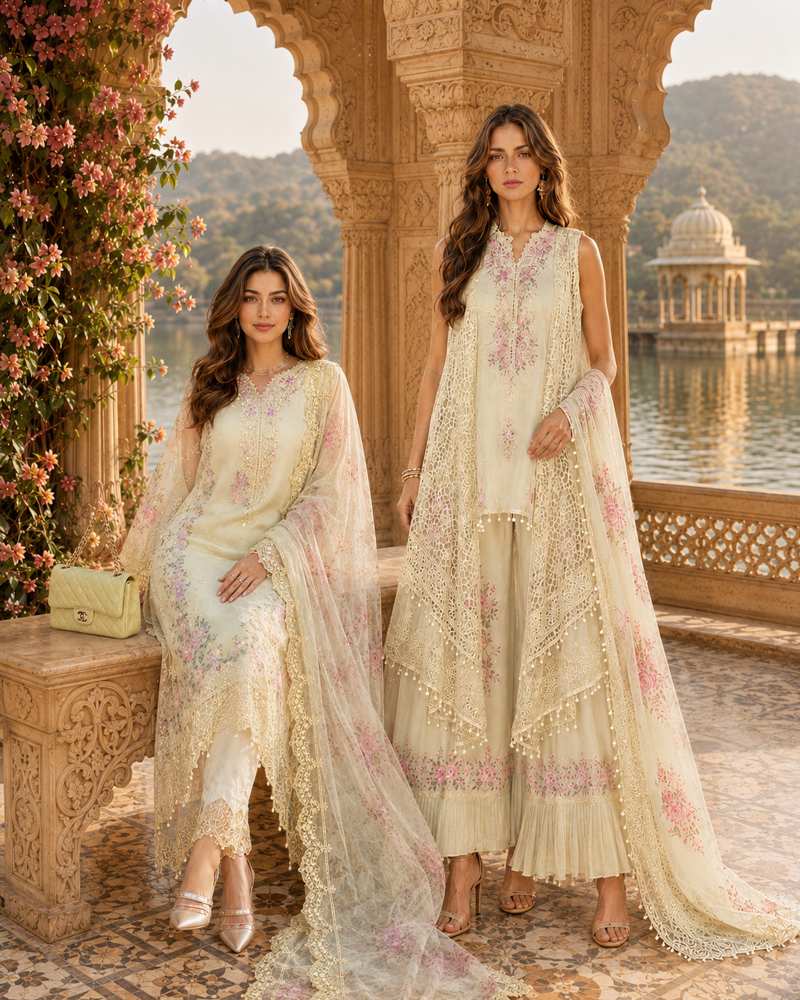 D5 - Pale Yellow |  Saadia Asad | Nooriyah Luxury Embroidered Chiffon Collection 2026