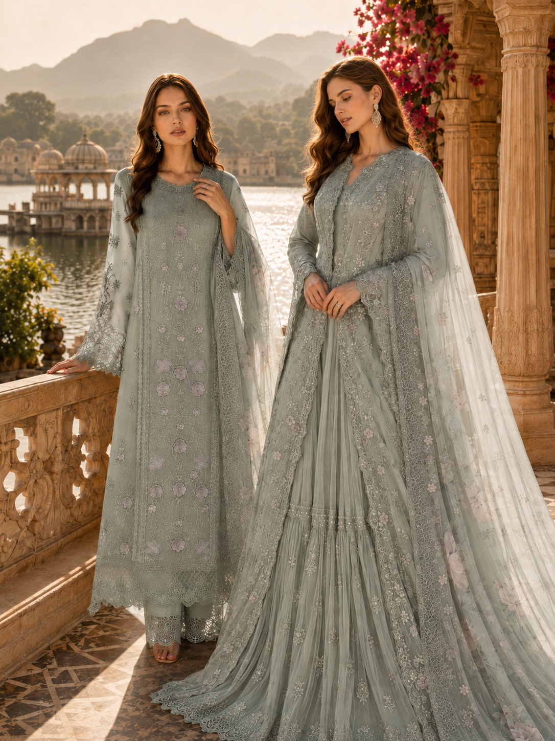 D1 - Pistachio Mist | Saadia Asad | Nooriyah Luxury Embroidered Chiffon Collection 2026
