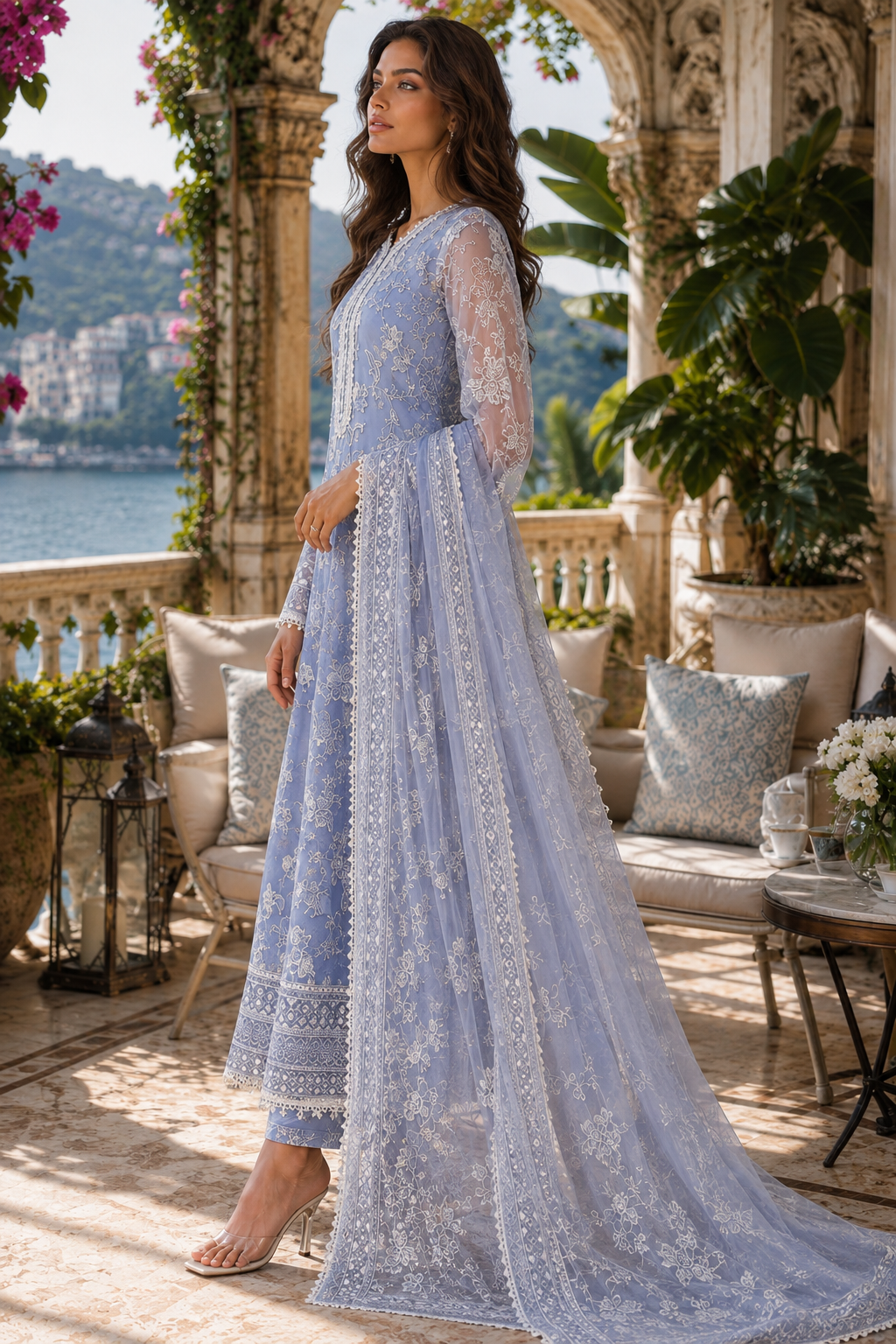 D3 - Dove Blue | Saadia Asad | Nooriyah Luxury Embroidered Chiffon Collection 2026
