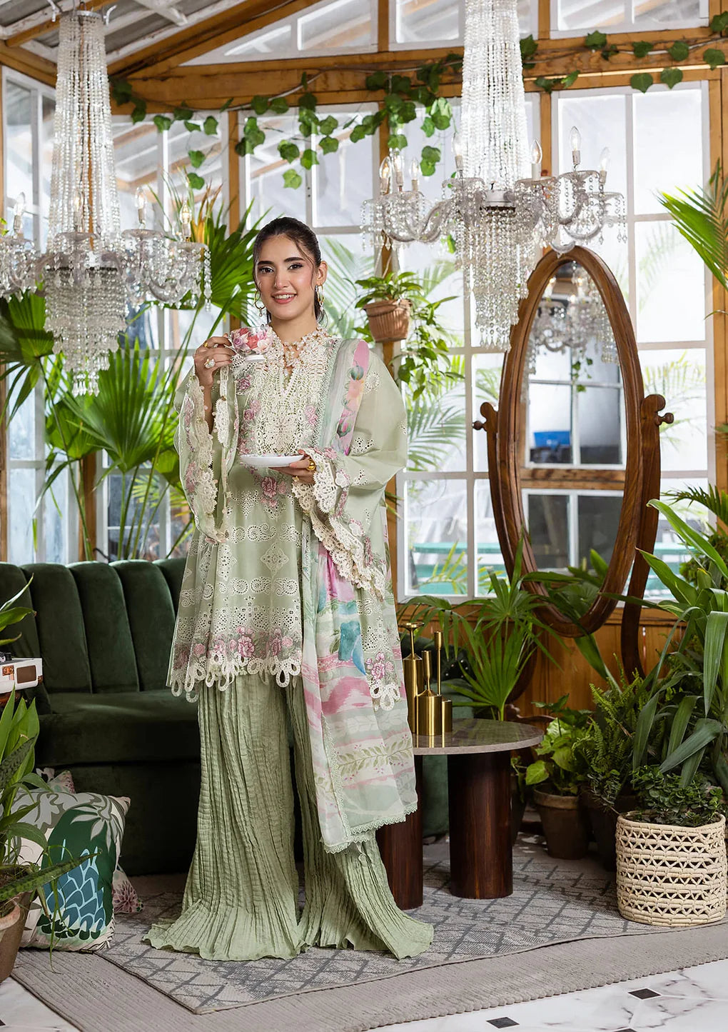 EEC-5B MATCHA | Elaf | E Craft Chikankari Collection 2025