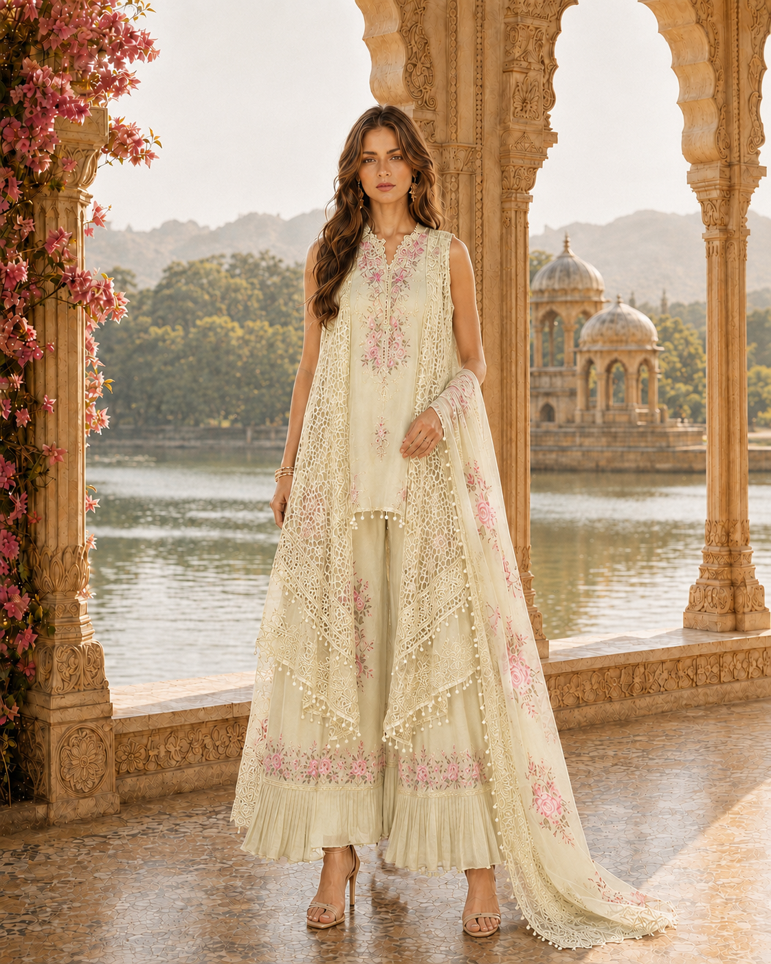 D5 - Pale Yellow |  Saadia Asad | Nooriyah Luxury Embroidered Chiffon Collection 2026