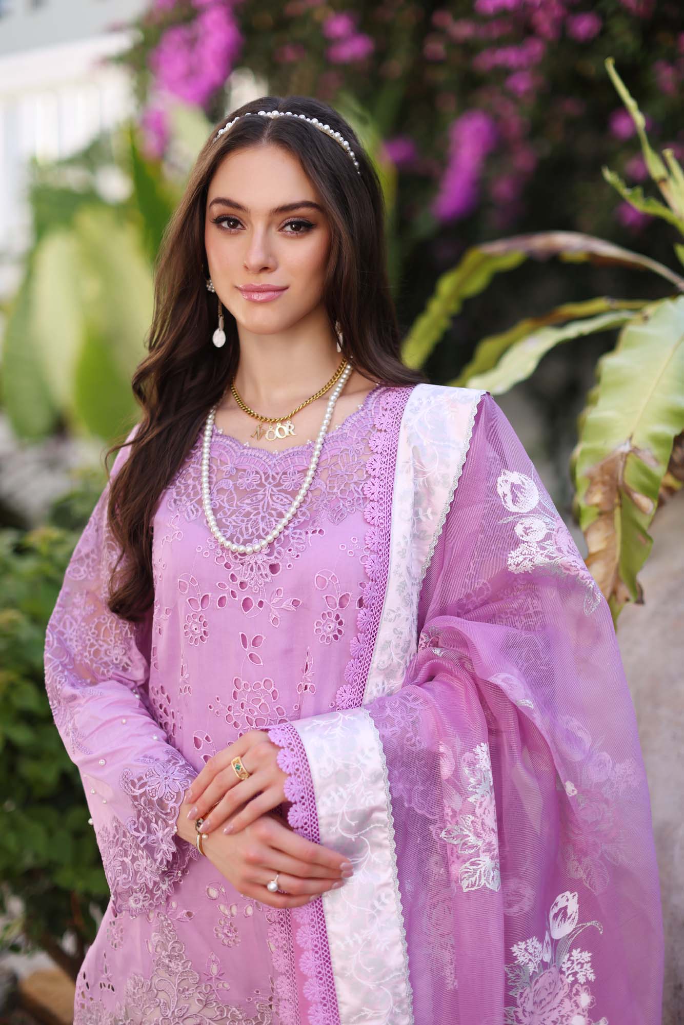 D9-A Pink ombré Colour Block | Saadia Asad | Noor Luxury Chikankari Lawn 2024
