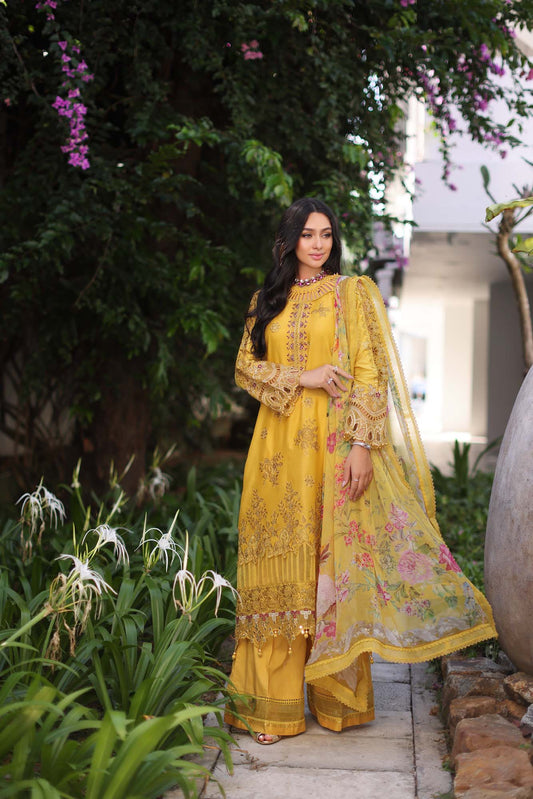 D8-B Mustard Laser | Saadia Asad | Noor Luxury Chikankari Lawn 2024