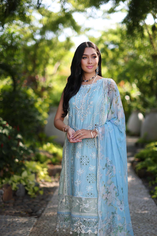 D2-A Feroze and mint Colour Block | Saadia Asad | Noor Luxury Chikankari Lawn 2024