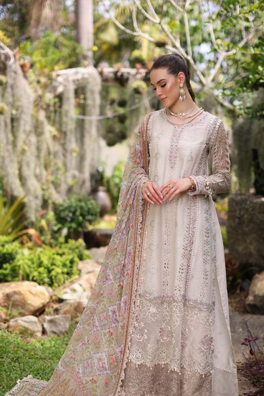 D3-B Beige Schifli | Saadia Asad | Noor Luxury Chikankari Lawn 2024