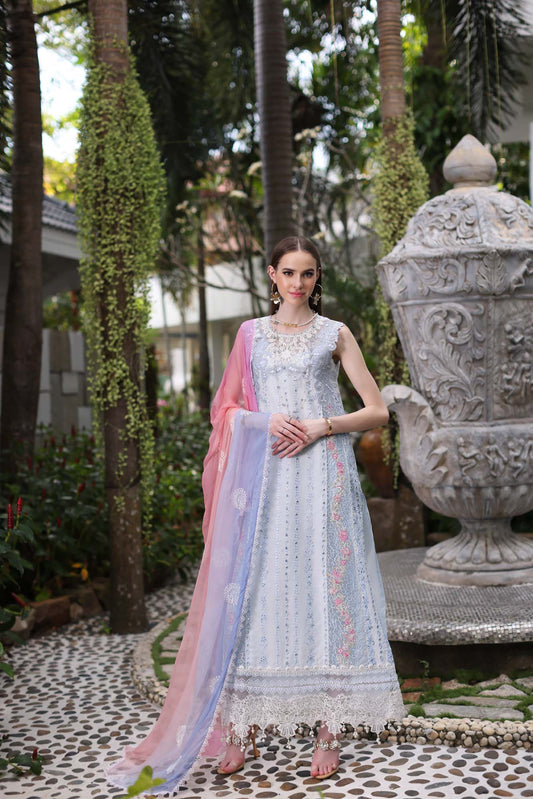 D7-A Multi Ice Blue | Saadia Asad | Noor Luxury Chikankari Lawn 2024