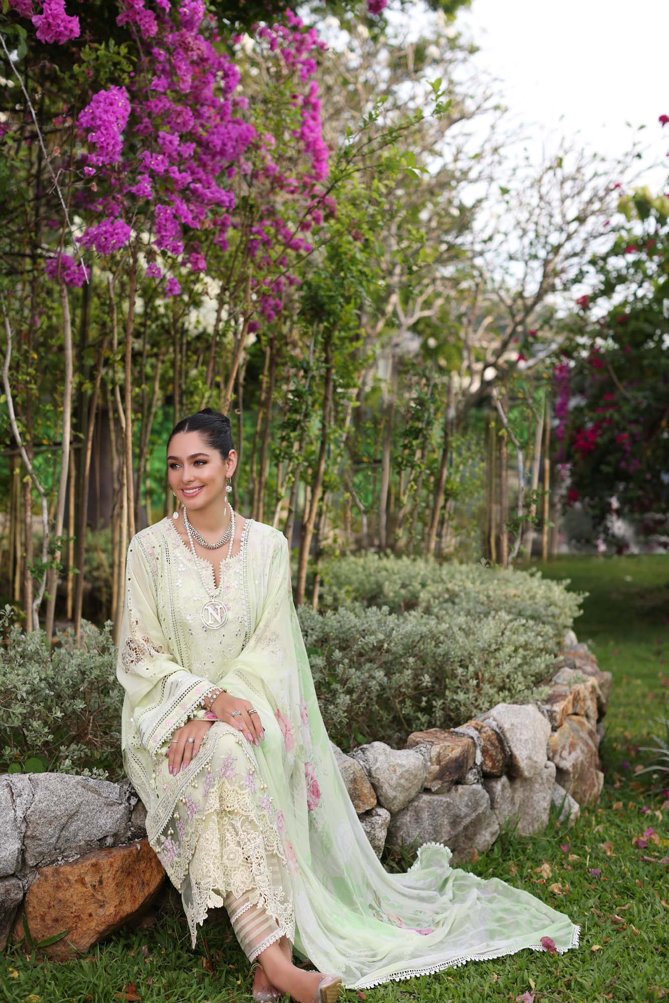 D11-B Mint Schifli | Saadia Asad | Noor Luxury Chikankari Lawn 2024