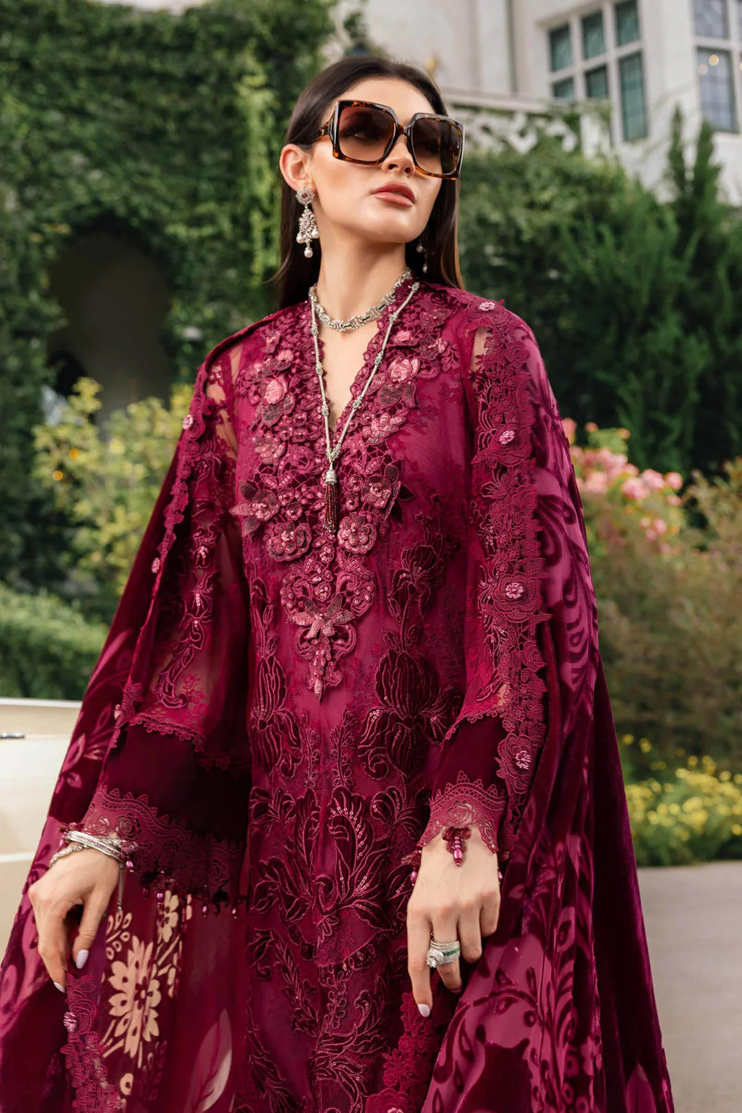 WL-1308- Maroon | Maria B Winter Luxe Collection 2025