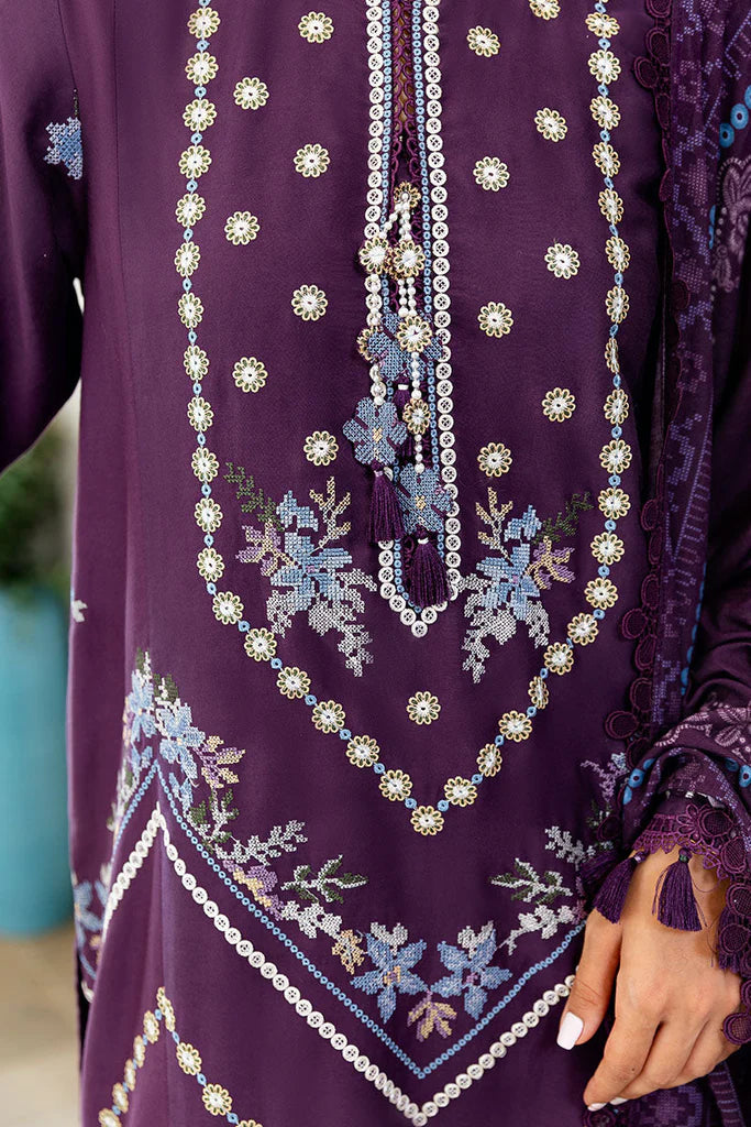 Cross Stitch Cotton Satin | Design Mystic Dust | Unstitched Collection 2025