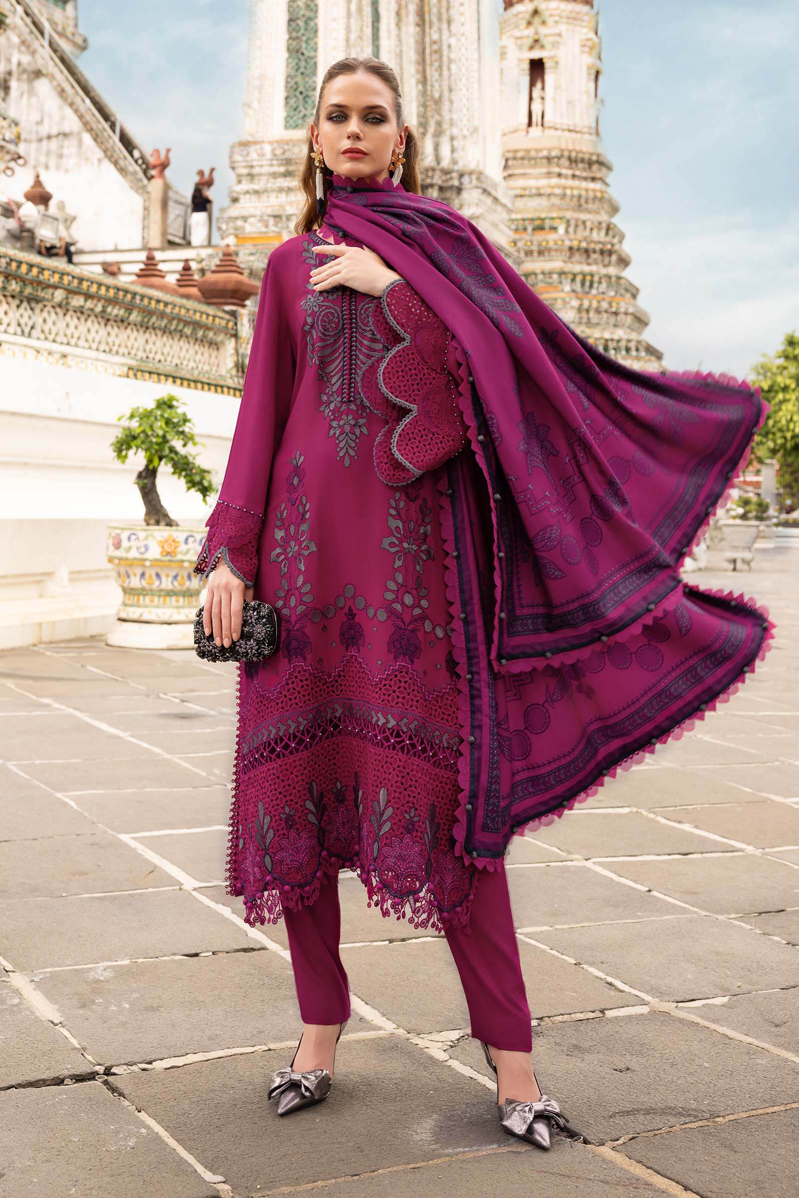 MPT-2804-B | Maria B | M.Prints Winter Shawl Collection 2025