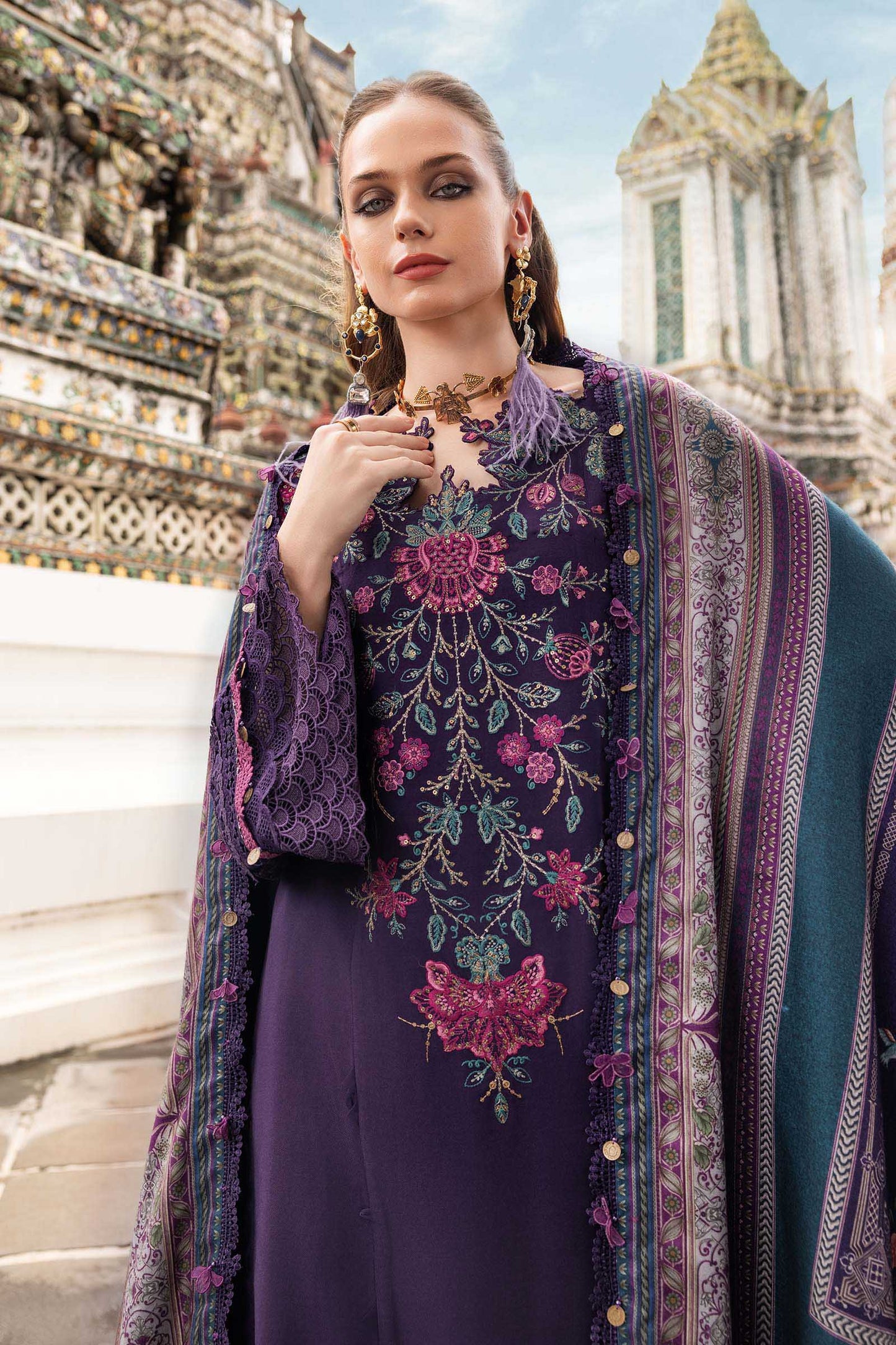 MPT-2805-B | Maria B | M.Prints Winter Shawl Collection 2025