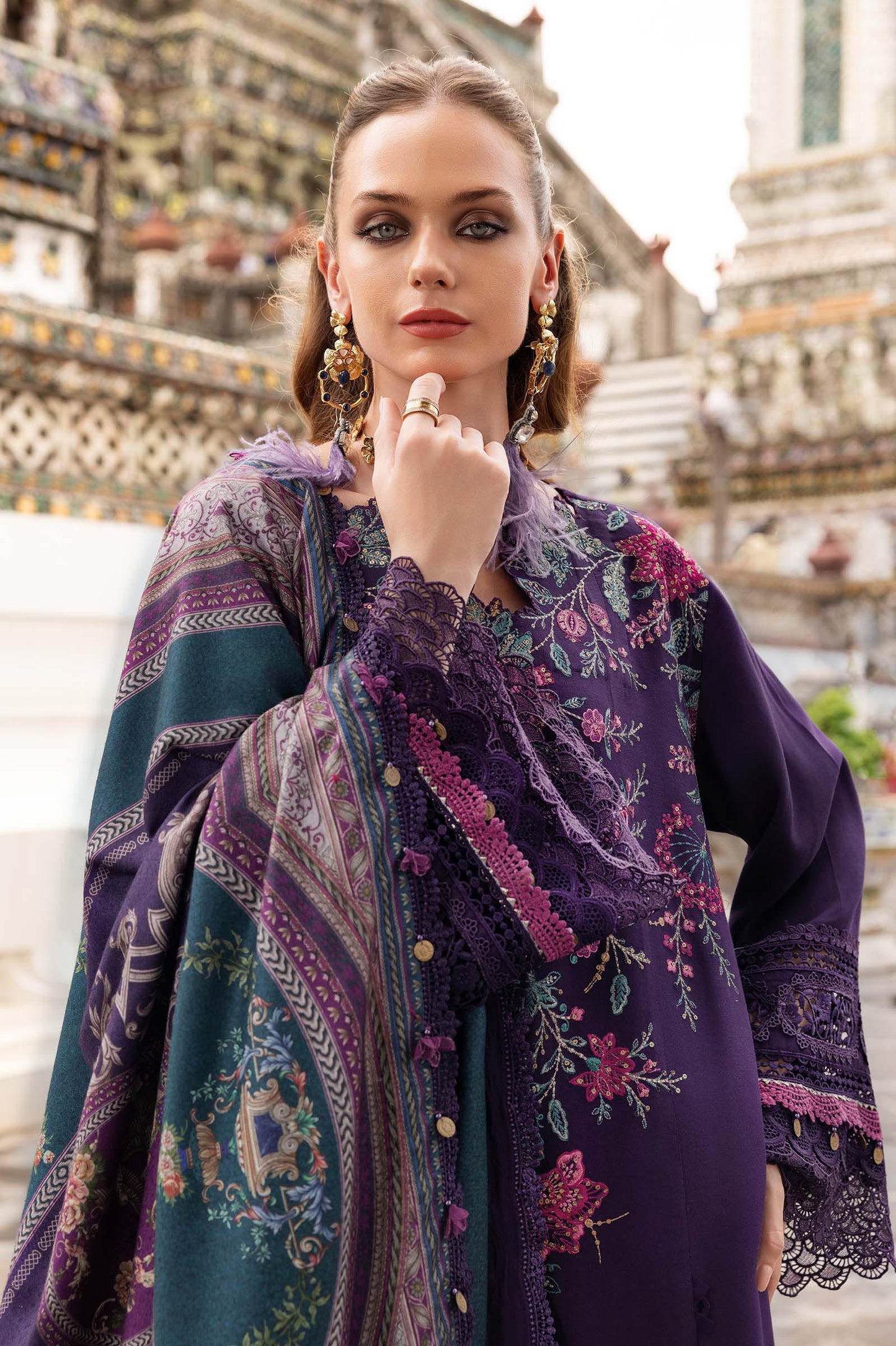 MPT-2805-B | Maria B | M.Prints Winter Shawl Collection 2025