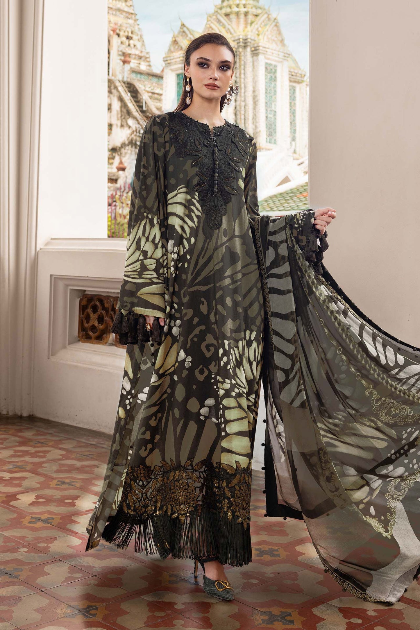 MPT-2809-A | Maria B | M.Prints Winter Shawl Collection 2025