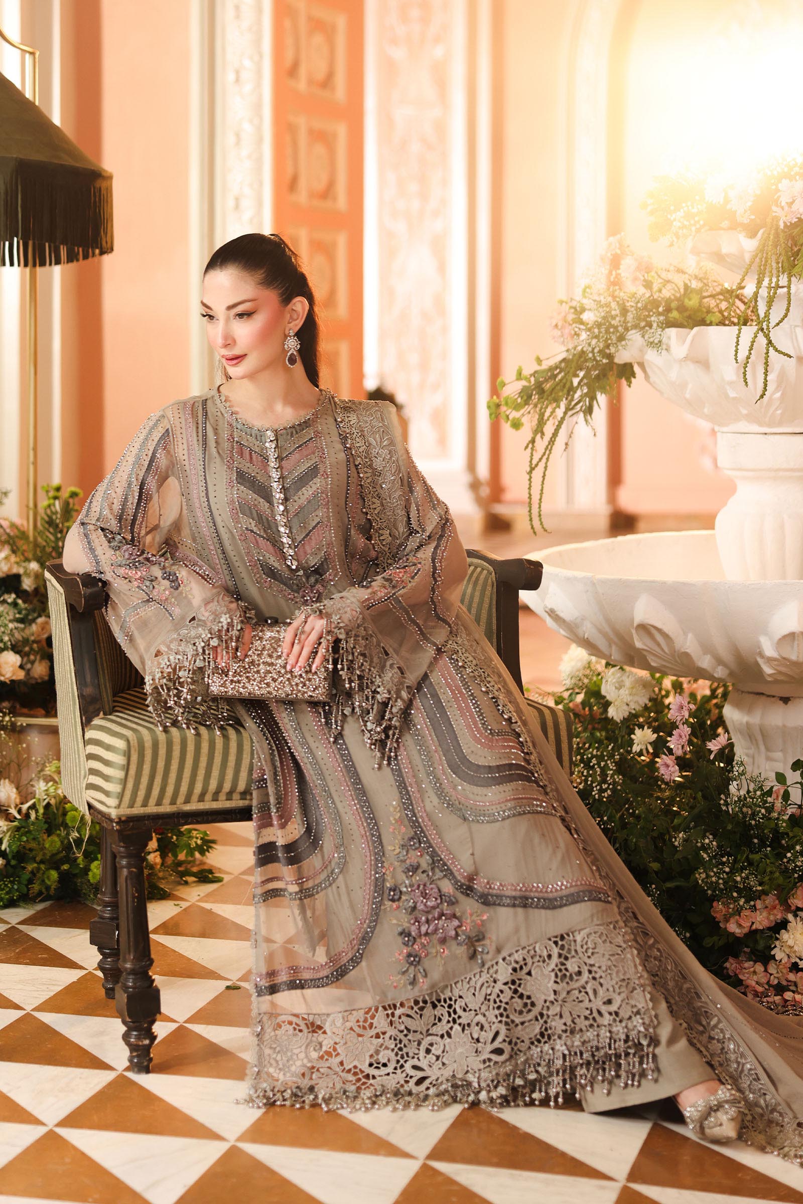 MPC-26-201-Antique Grey | Maria B Embroidered Chiffon Collection 2026