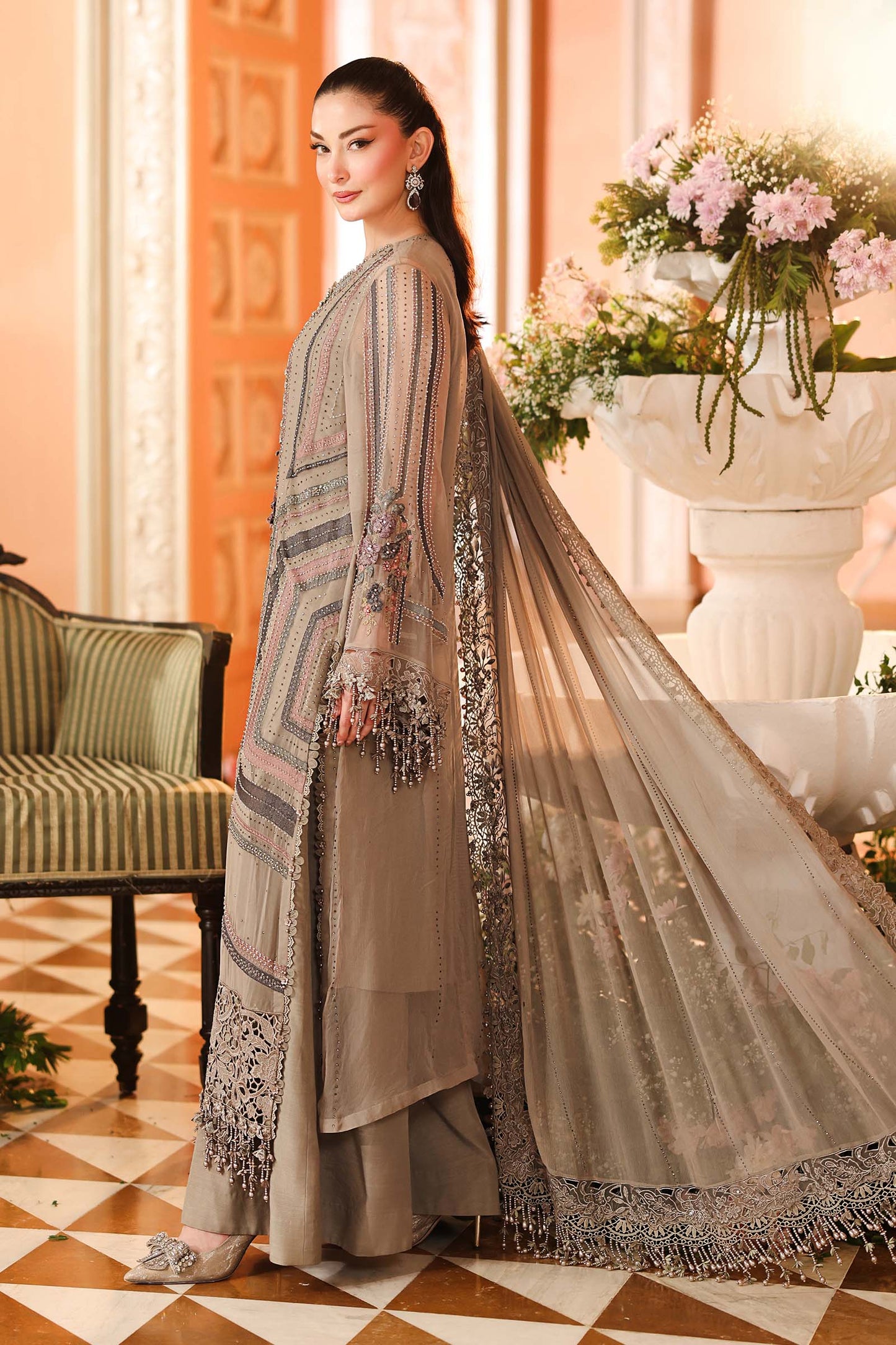 MPC-26-201-Antique Grey | Maria B Embroidered Chiffon Collection 2026