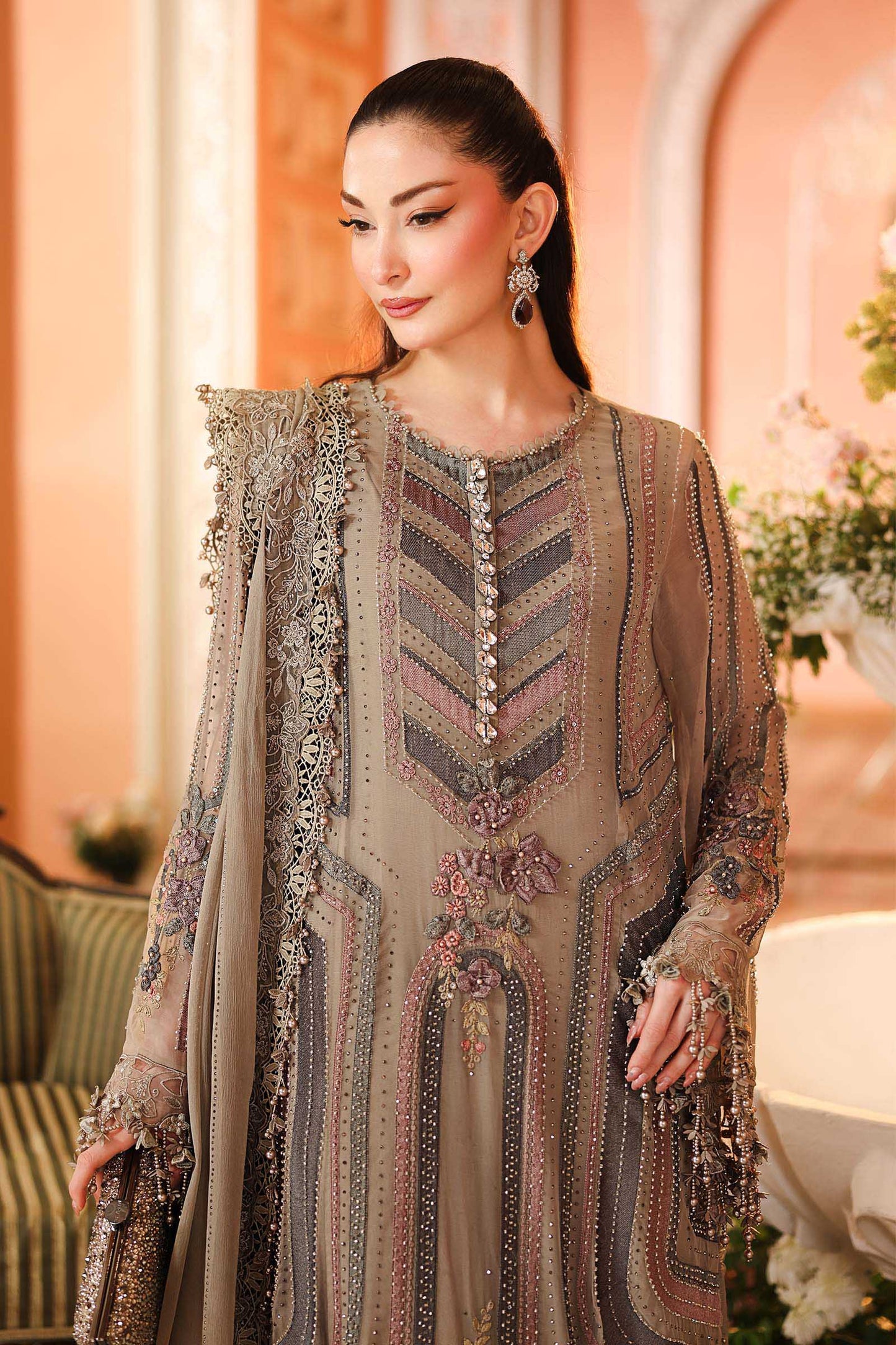 MPC-26-201-Antique Grey | Maria B Embroidered Chiffon Collection 2026