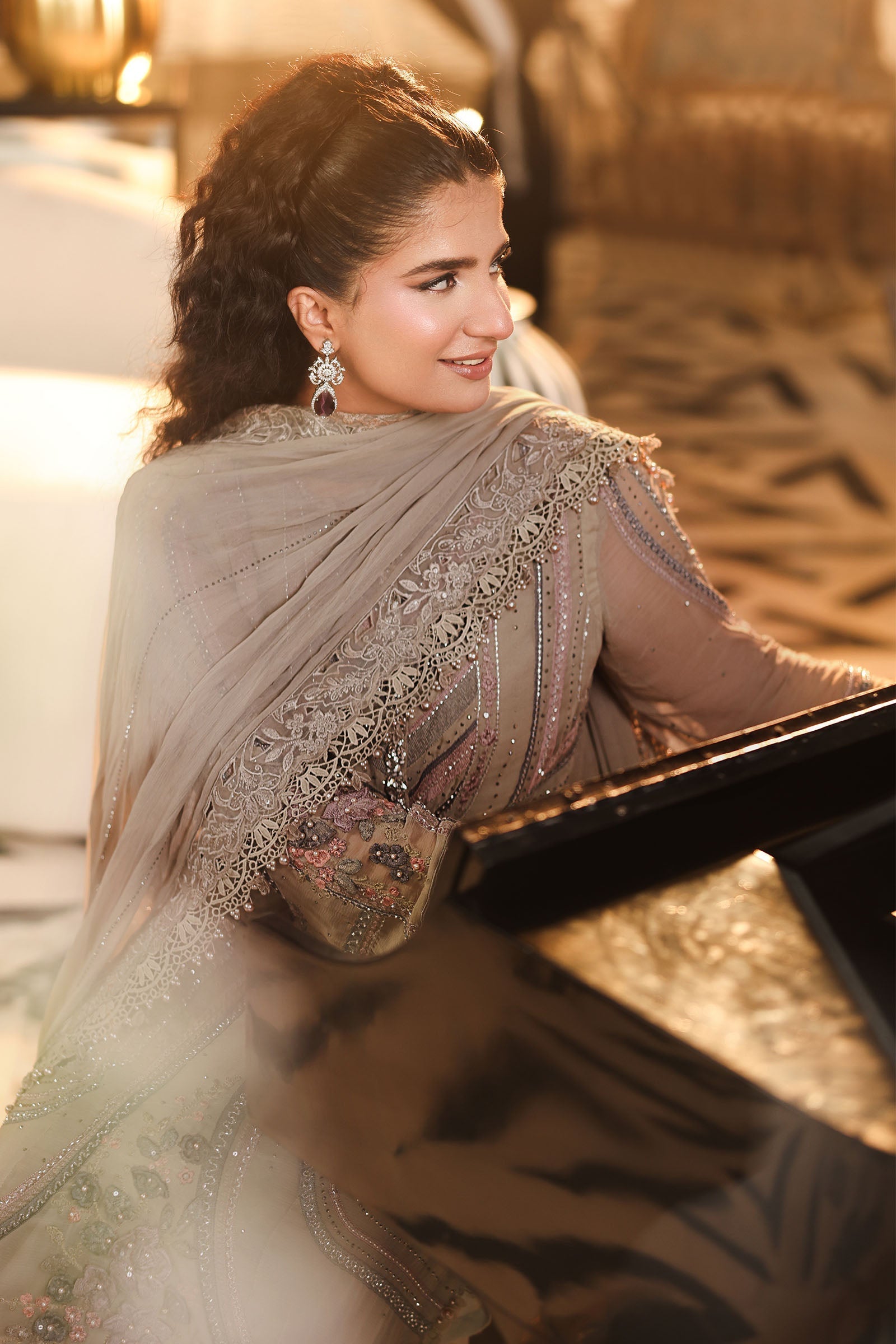 MPC-26-201-Antique Grey | Maria B Embroidered Chiffon Collection 2026
