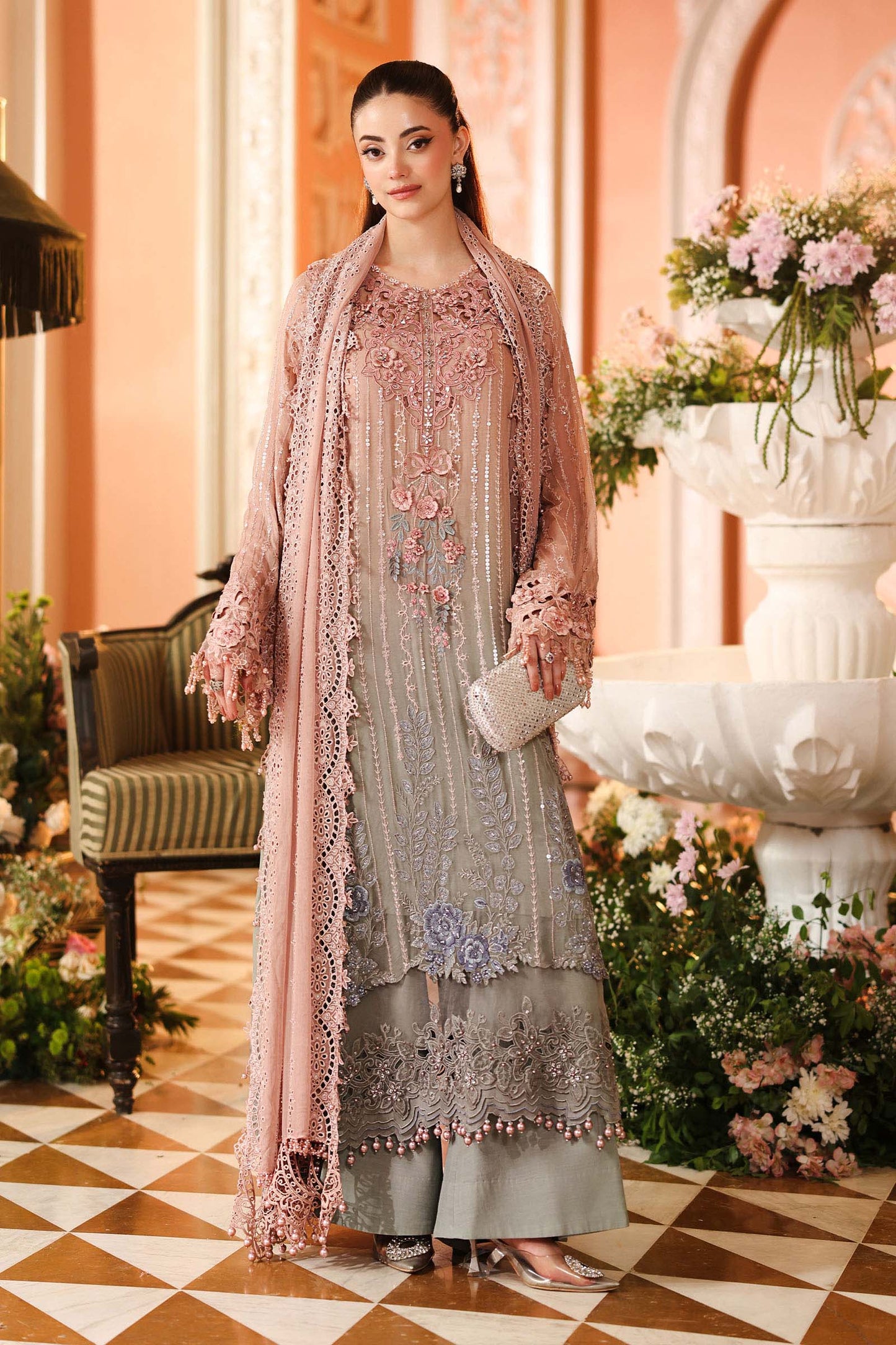 MPC-26-202-Ombre Blossom | Maria B Embroidered Chiffon Collection 2026