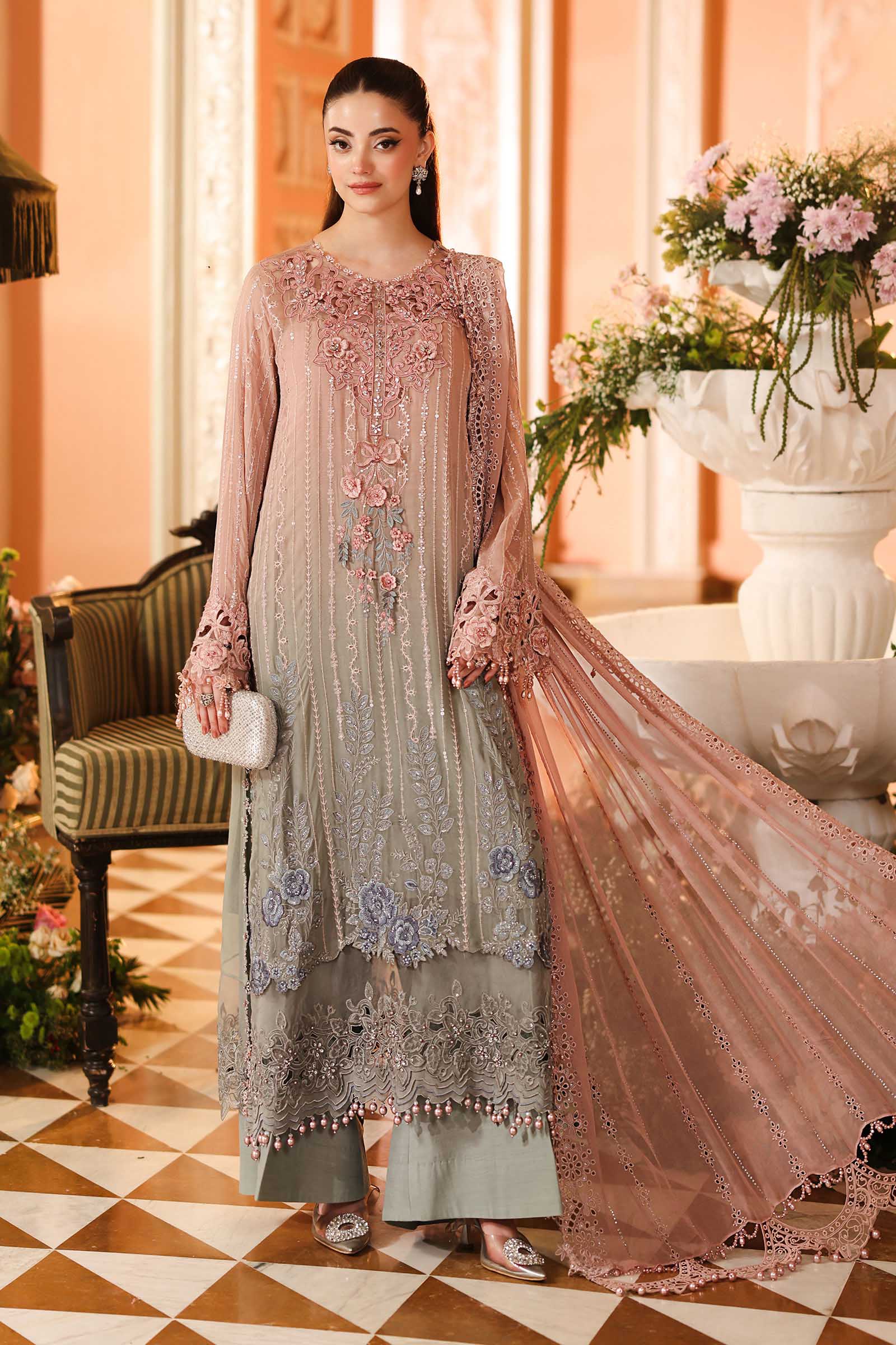 MPC-26-202-Ombre Blossom | Maria B Embroidered Chiffon Collection 2026