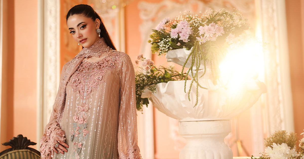 MPC-26-202-Ombre Blossom | Maria B Embroidered Chiffon Collection 2026