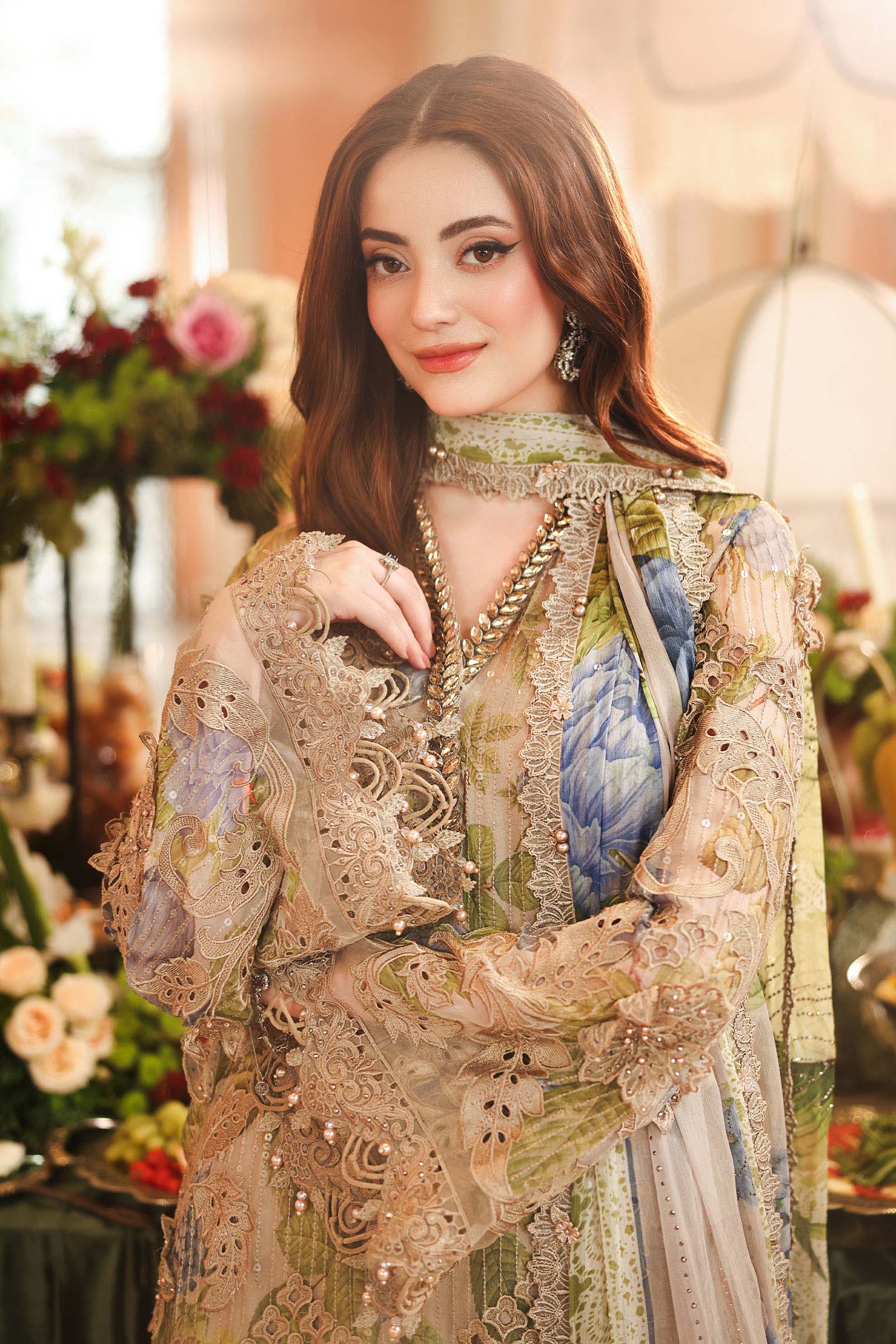 MPC-26-203-Warm Beige | Maria B Embroidered Chiffon Collection 2026