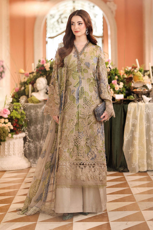 MPC-26-203-Warm Beige | Maria B Embroidered Chiffon Collection 2026