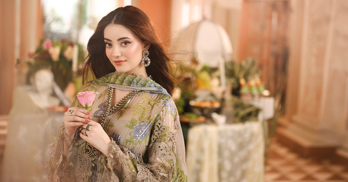 MPC-26-203-Warm Beige | Maria B Embroidered Chiffon Collection 2026