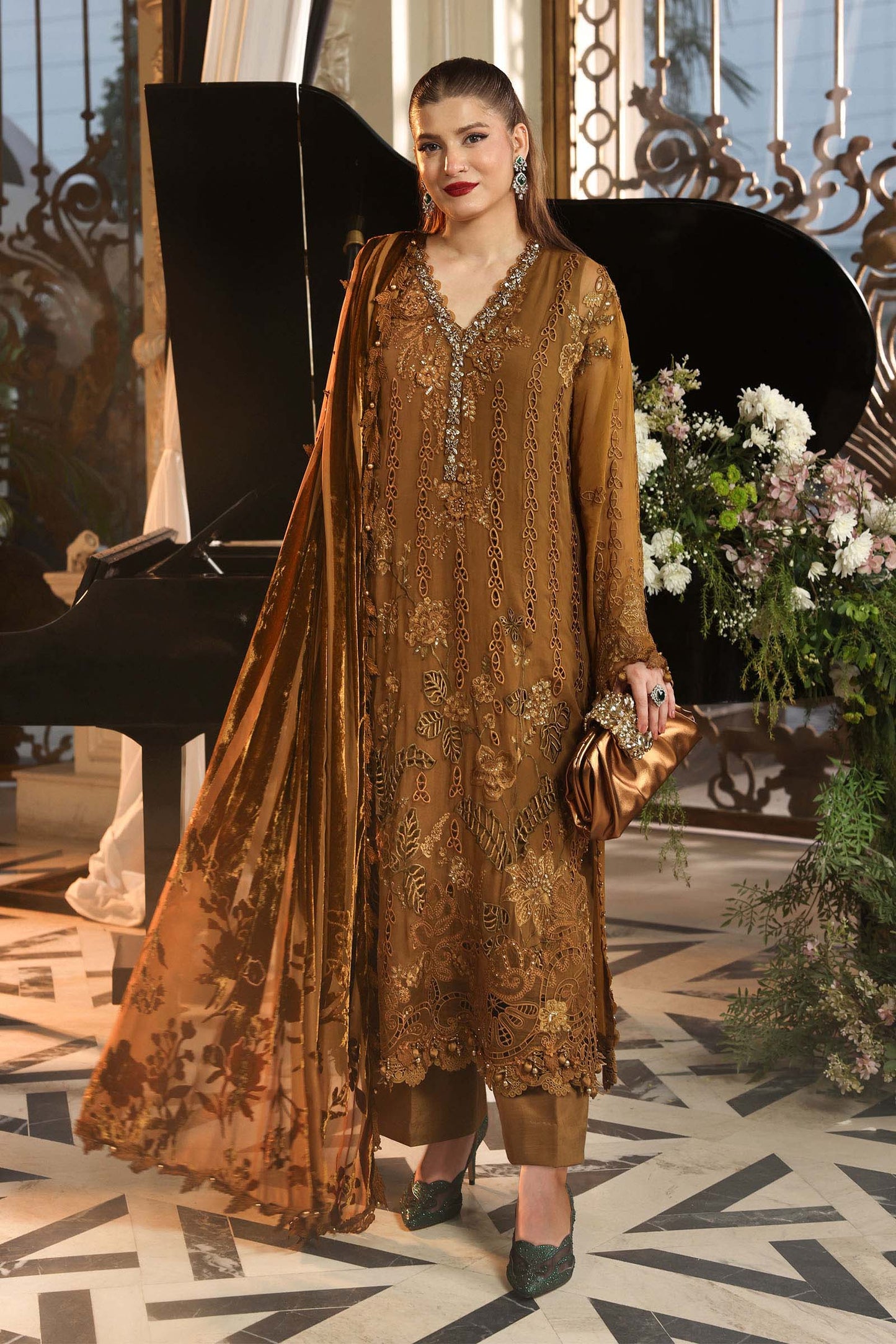 MPC-26-205-Mustard | Maria B Embroidered Chiffon Collection 2026