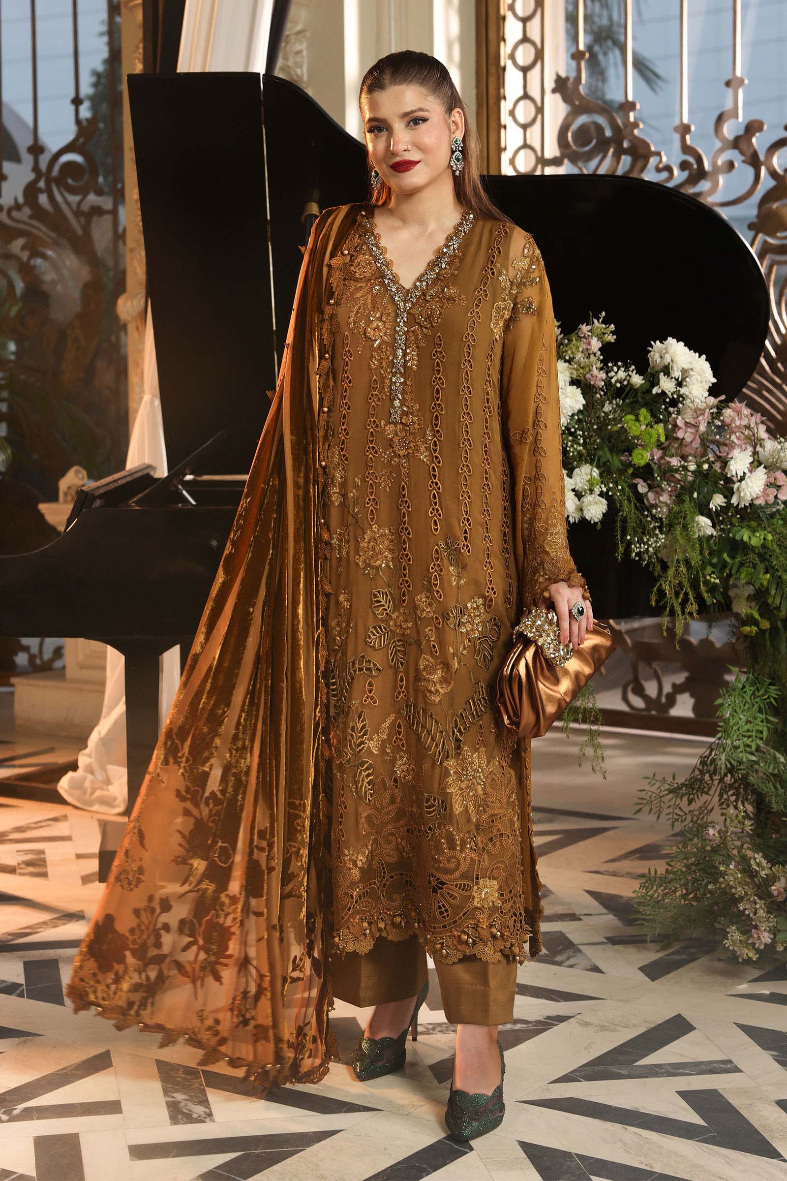 MPC-26-205-Mustard | Maria B Embroidered Chiffon Collection 2026