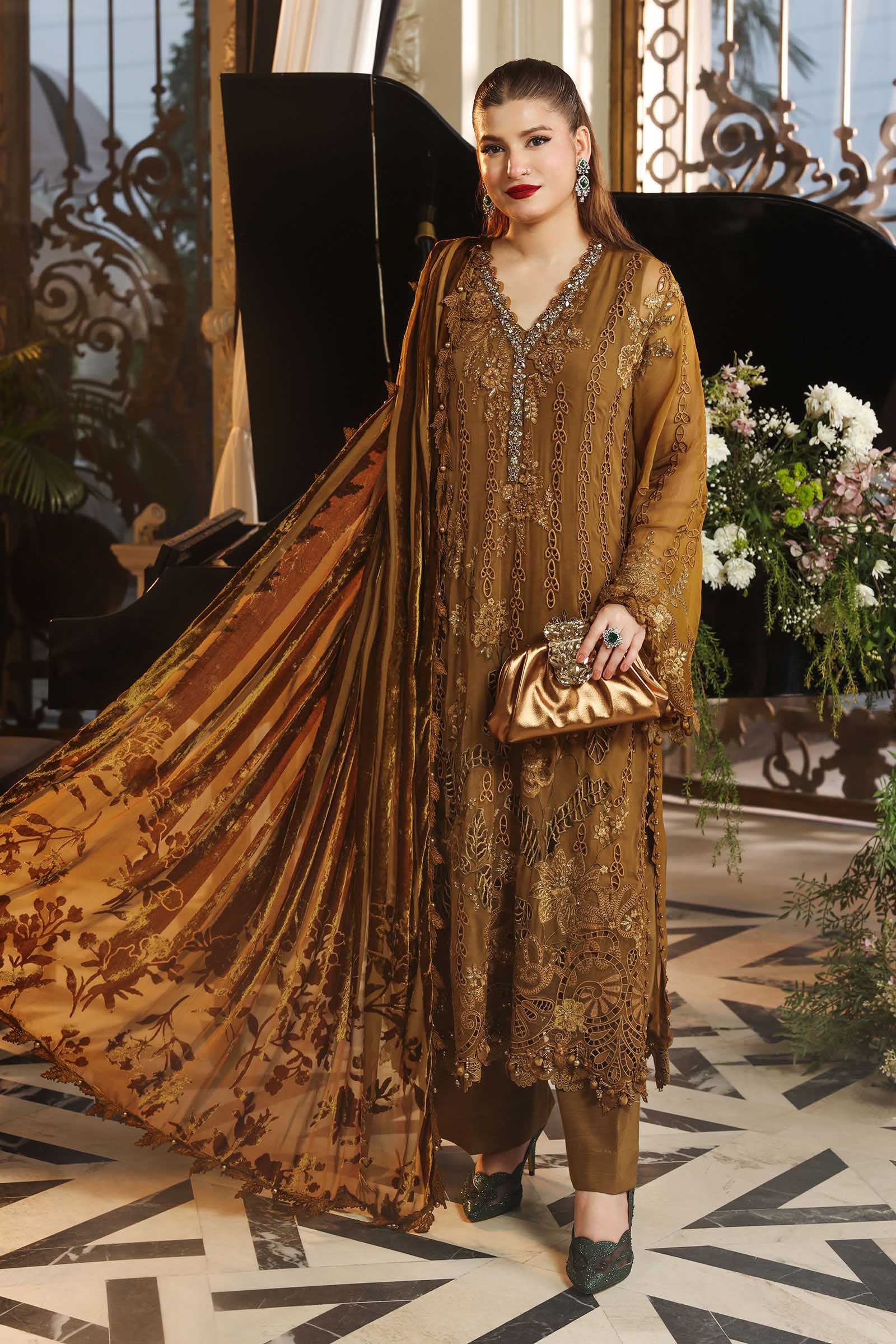 MPC-26-205-Mustard | Maria B Embroidered Chiffon Collection 2026