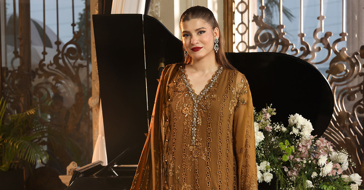 MPC-26-205-Mustard | Maria B Embroidered Chiffon Collection 2026