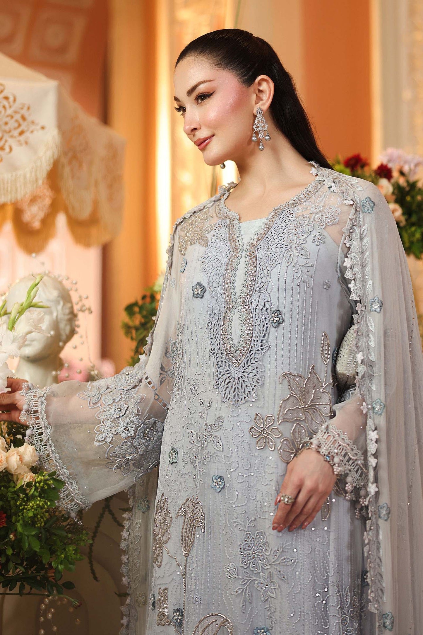MPC-26-206-Muted Blue | Maria B Embroidered Chiffon Collection 2026
